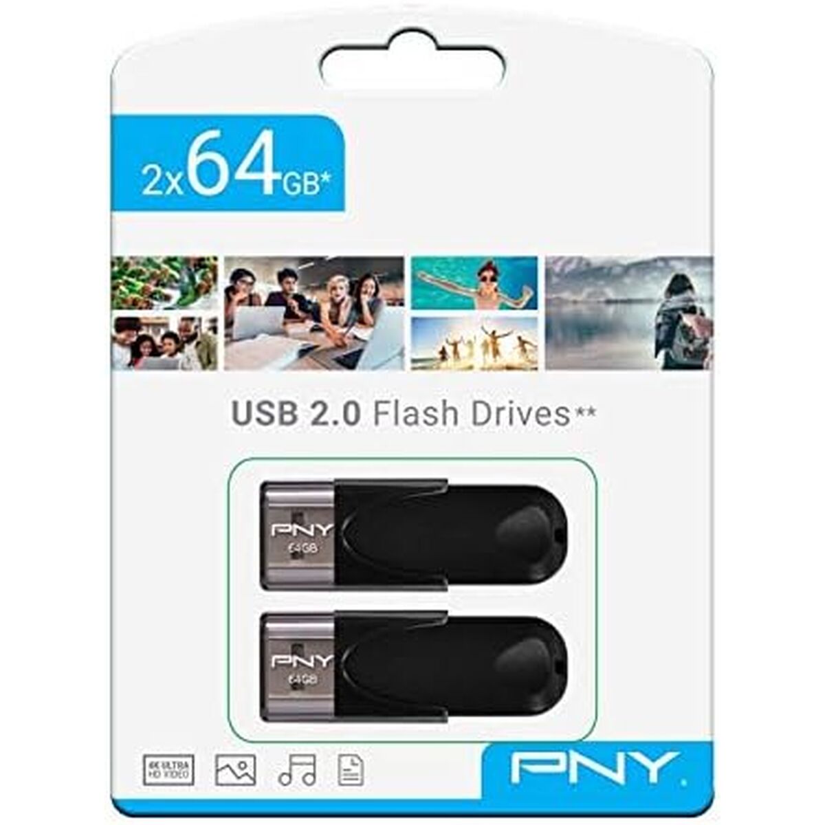 USB stick PNY FD64GATT4X2-EF Black 64 GB (2 Units)