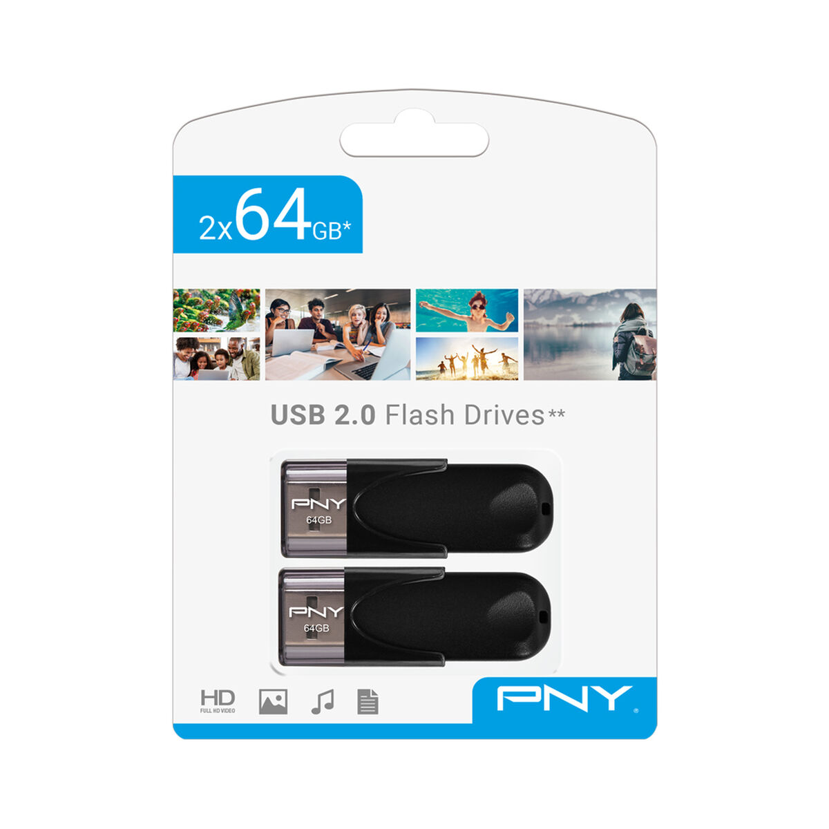 USB stick PNY FD64GATT4X2-EF Black 64 GB (2 Units) USB stick PNY FD64GATT4X2-EF Black 64 GB (2 Units)