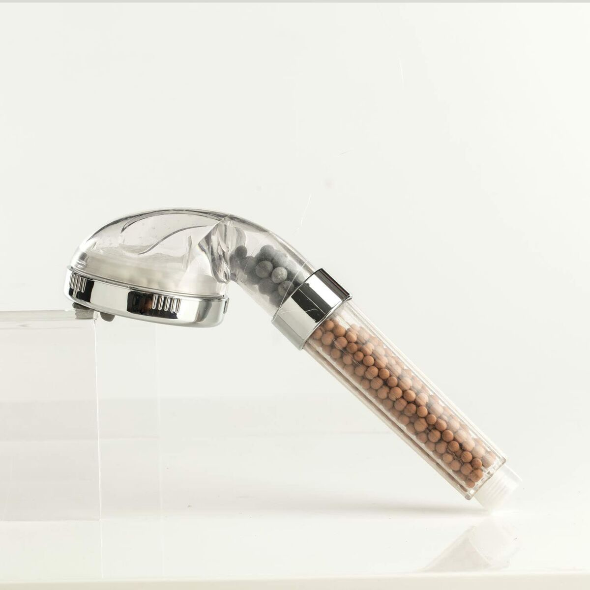 Shower Rose 5five Simply Smart Transparent ABS Chromed Ã 7,9 x 7,5 x 24,5 cm Mineral and relaxing stones