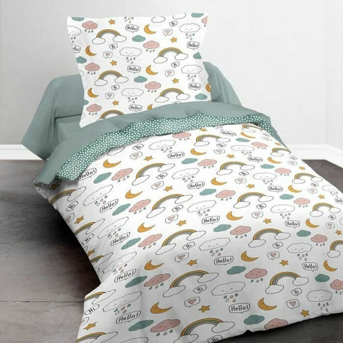 Duvet cover set TODAY White Single bed 140 x 200 cm Children’s 2 Pieces