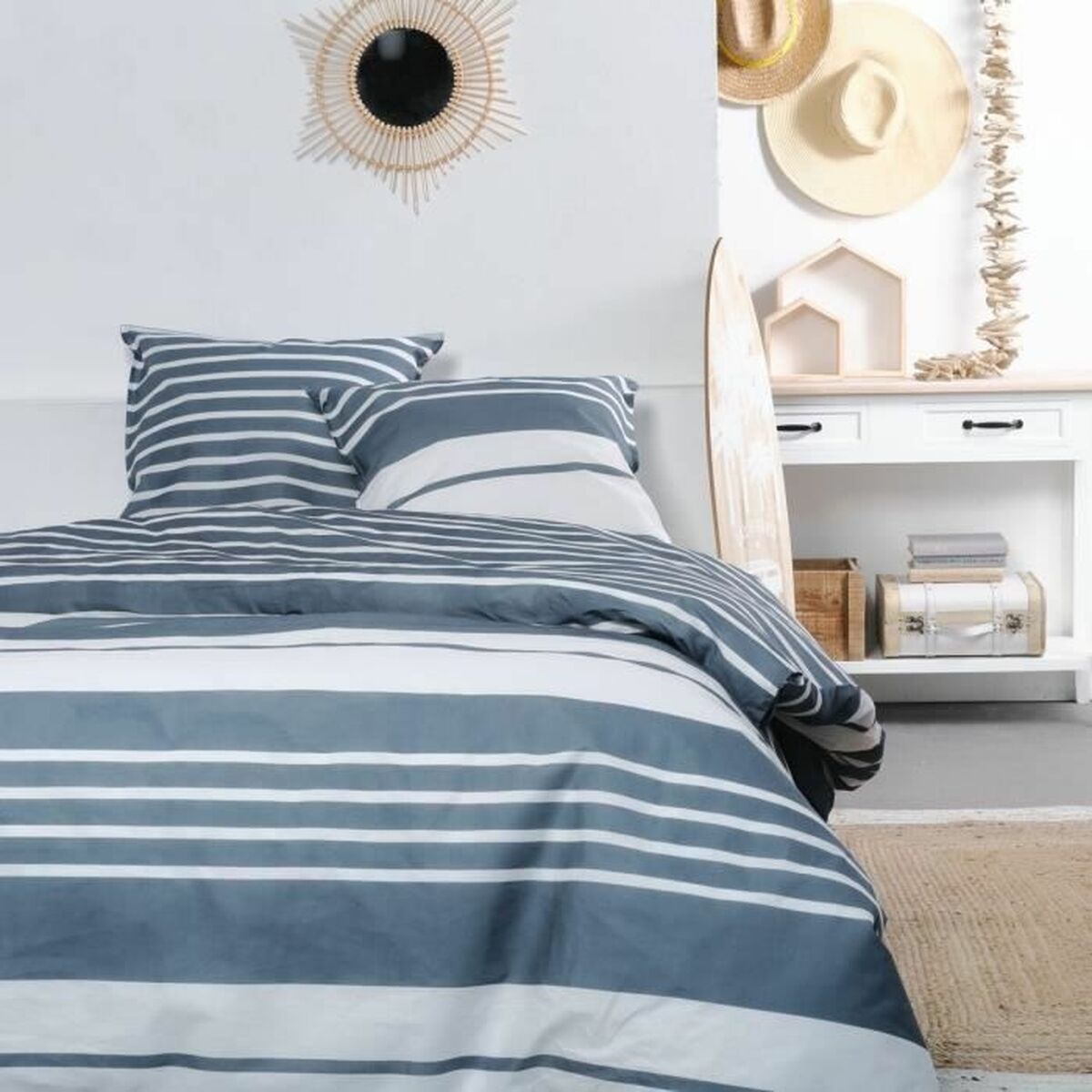 Duvet cover set TODAY Blue White 240 x 200 cm Striped Duvet cover set TODAY Blue White 240 x 200 cm Striped