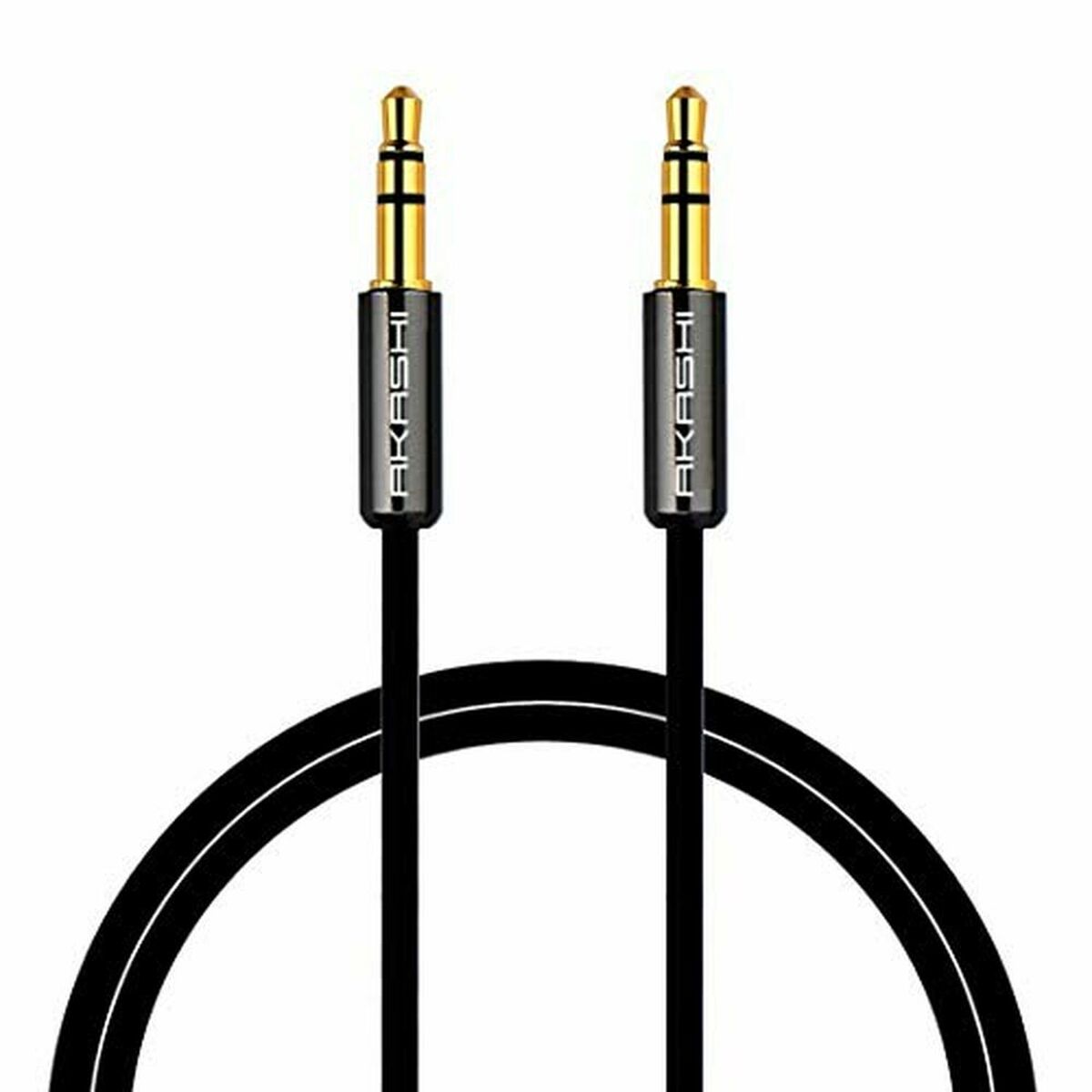 Audio Jack Cable (3.5mm) Akashi ALTJ 35 B 1 m Black Audio Jack Cable (3.5mm) Akashi ALTJ 35 B 1 m Black