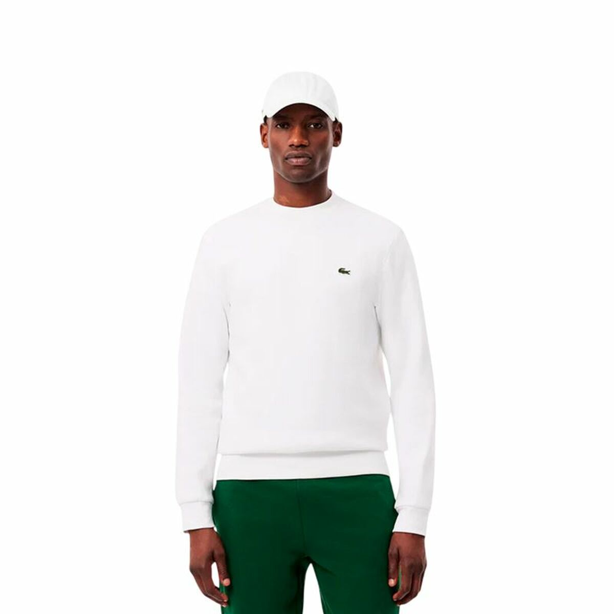 Menâs Sweatshirt without Hood Lacoste Core Performance White Menâs Sweatshirt without Hood Lacoste Core Performance White