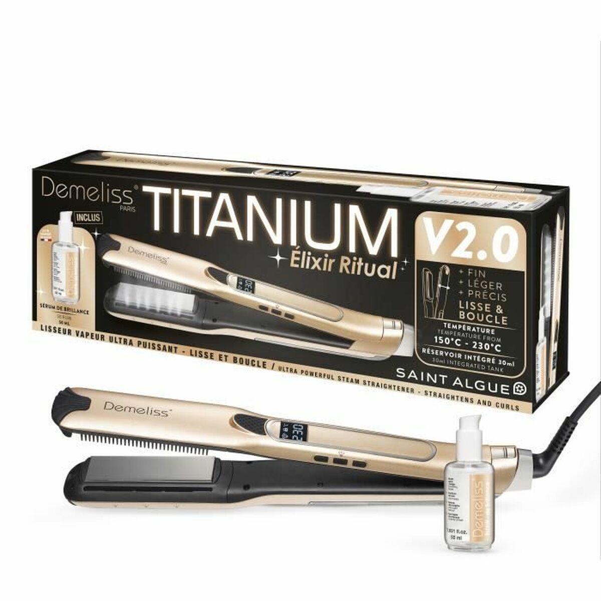 Hair Straightener Saint-Algue TITANIUM V2 ELIXIR RITUAL DEMELISS Hair Straightener Saint-Algue TITANIUM V2 ELIXIR RITUAL DEMELISS