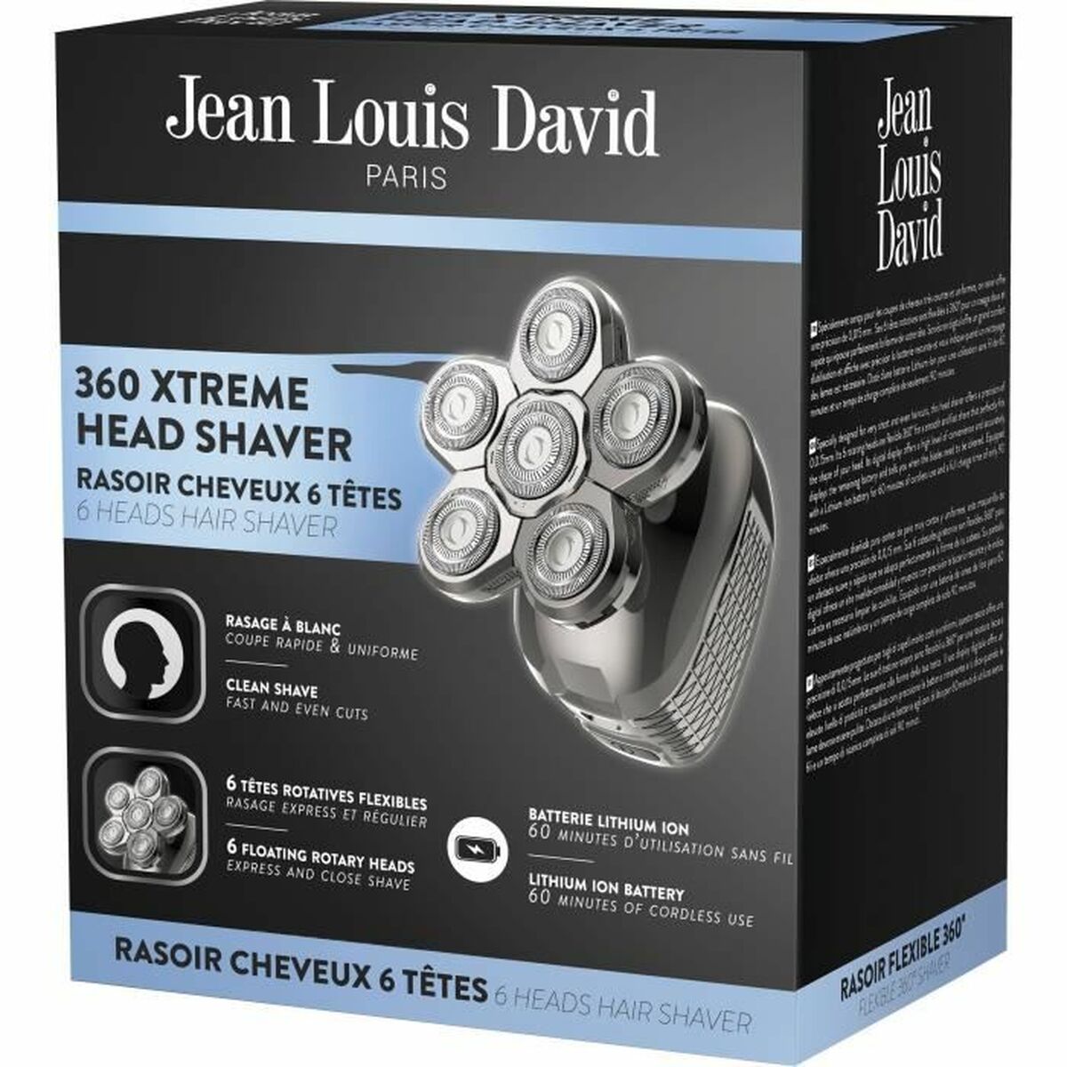 Hair Clippers Jean Louis David JLD 360 XTREME HEAD SHAVER 6 Pieces