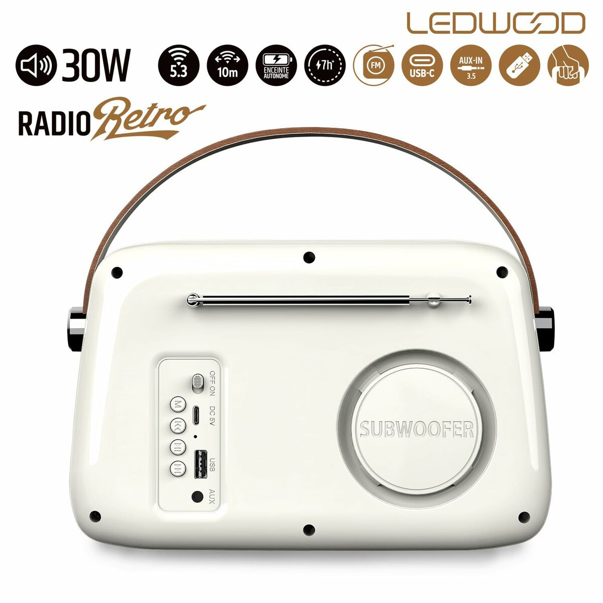 Transistor Radio Ledwood ALMA BLANCO White 30 W