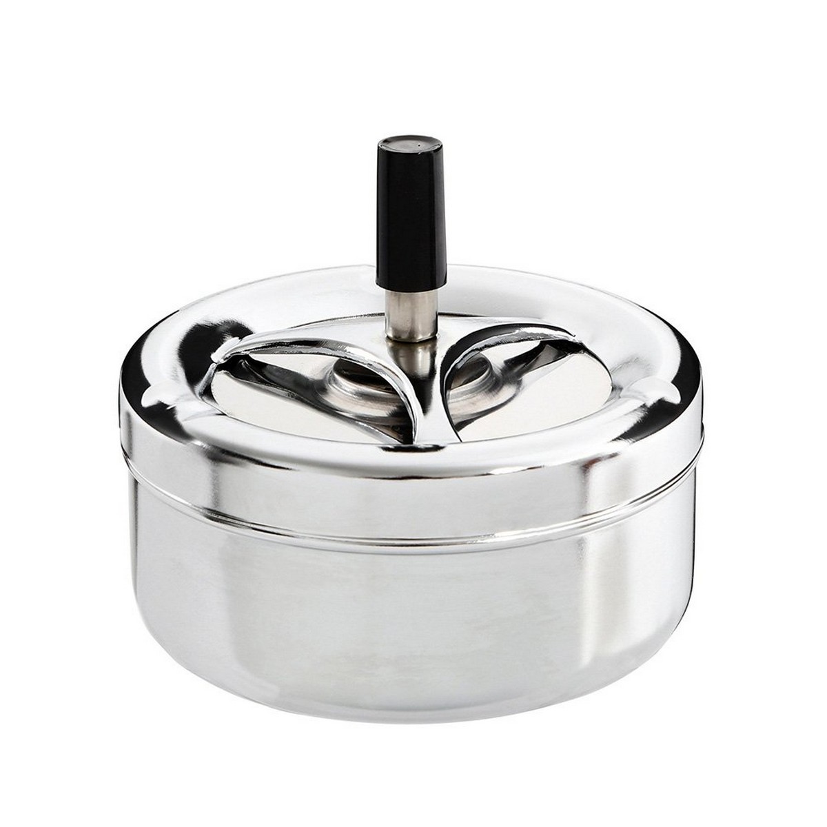Ashtray Excellent Houseware With lid Rotating Silver Multicolour metal Stainless steel Ã 9,5 cm