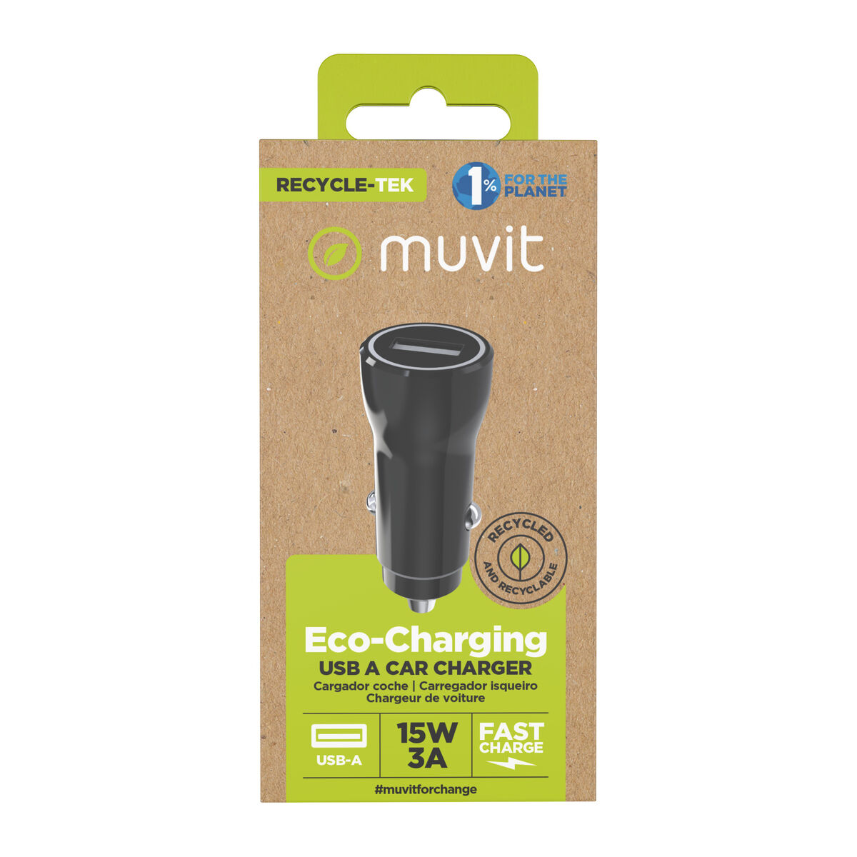 Car Charger Muvit Black 12 W