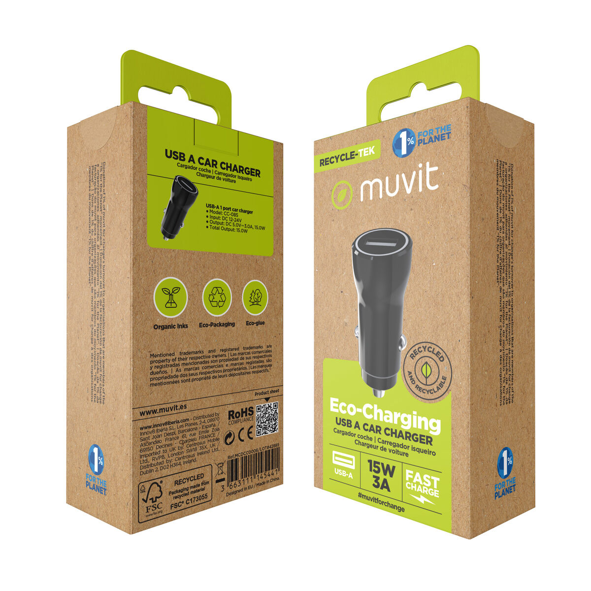 Car Charger Muvit Black 12 W