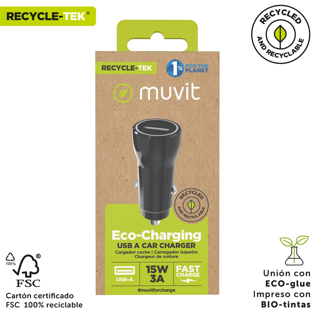 Car Charger Muvit Black 12 W