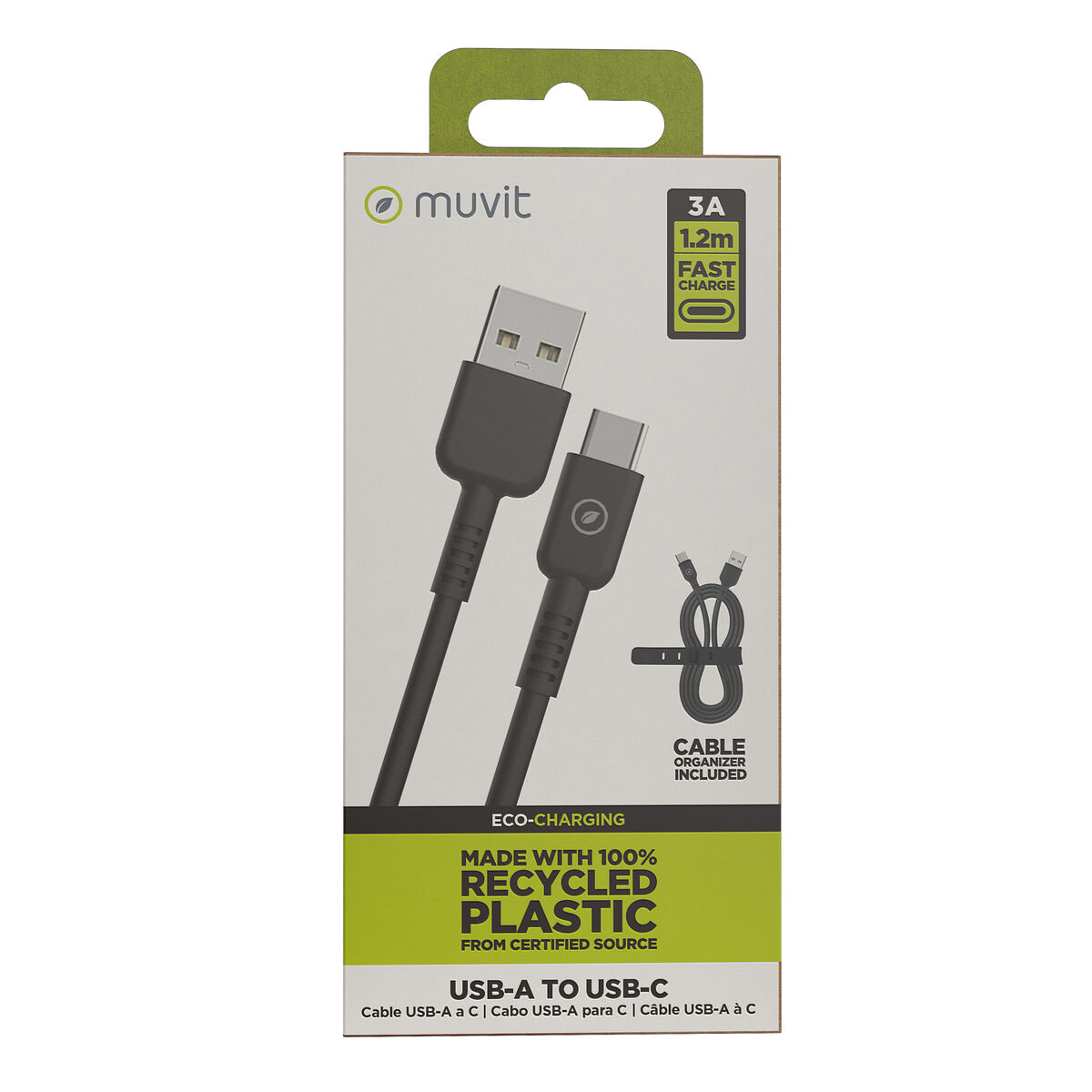 USB to Lightning Cable Muvit for Change Black 1,2 m
