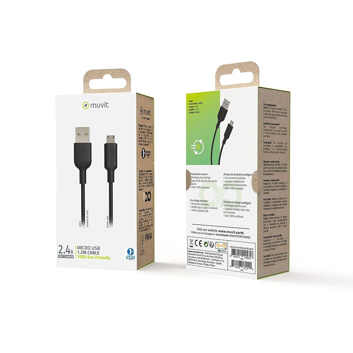 Cable Micro USB Muvit MCUSC0014 Black 1,2 m