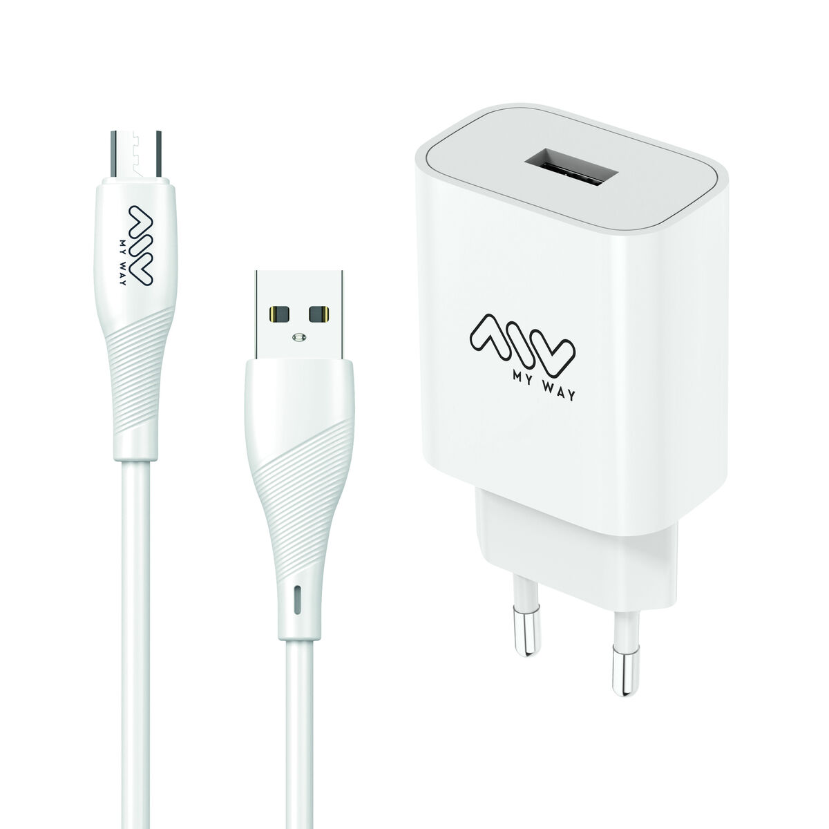 Wall Charger + USB A to USB-C Cable Myway White 12 W Wall Charger + USB A to USB-C Cable Myway White 12 W