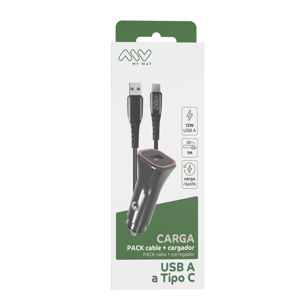 Car Charger Myway 1,2 m Black