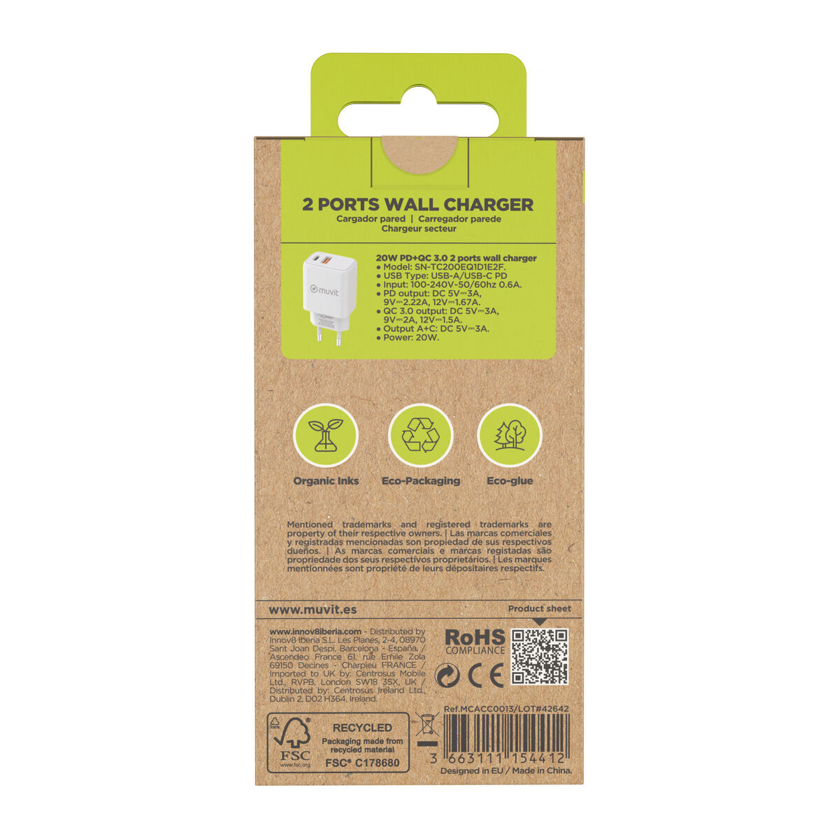 Wall Charger Muvit for Change White 18 W 20 W