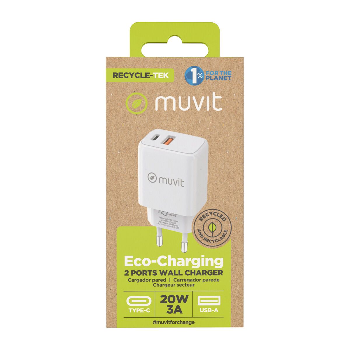 Wall Charger Muvit for Change White 18 W 20 W