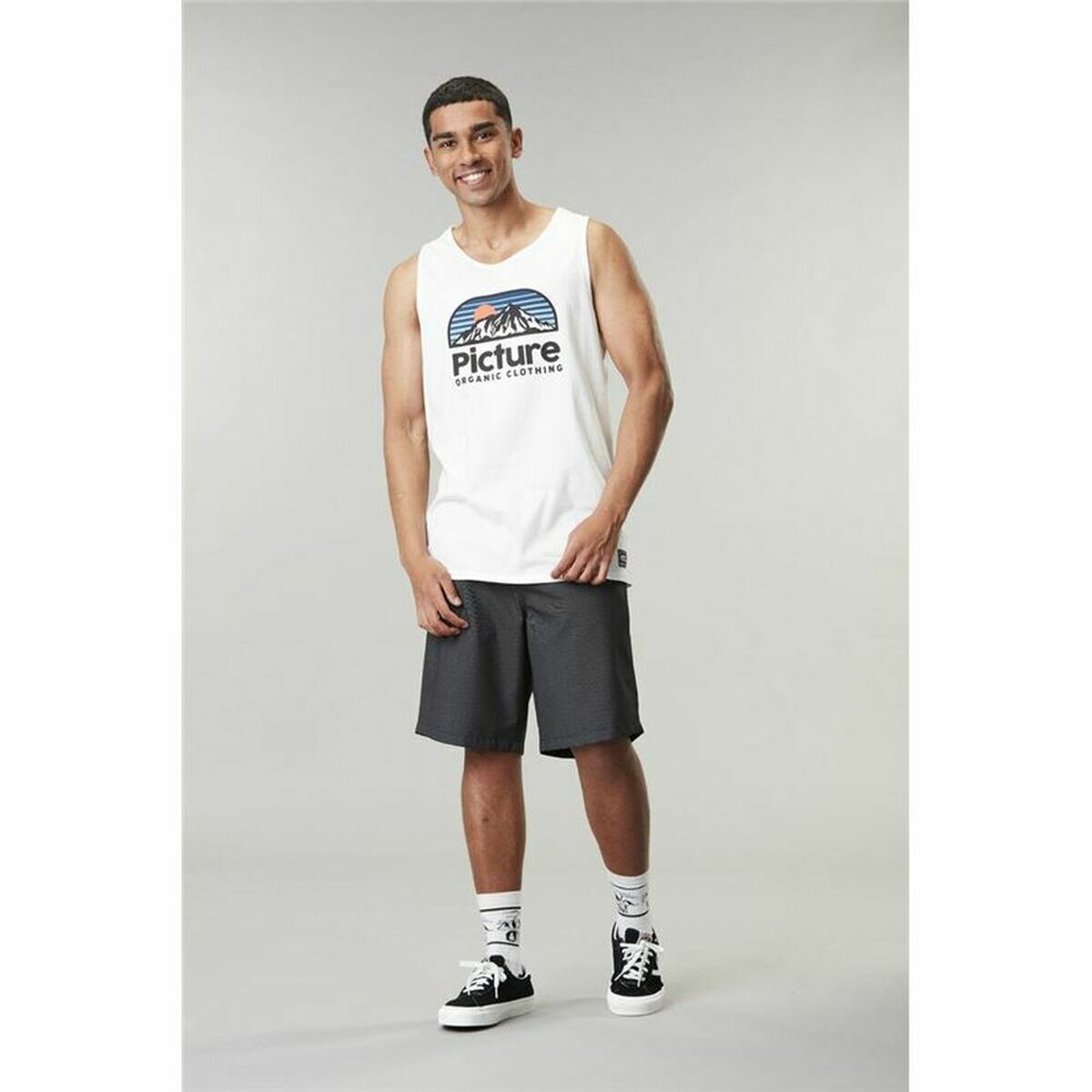 Men’s Sleeveless T-shirt Picture Authentic Tank B White