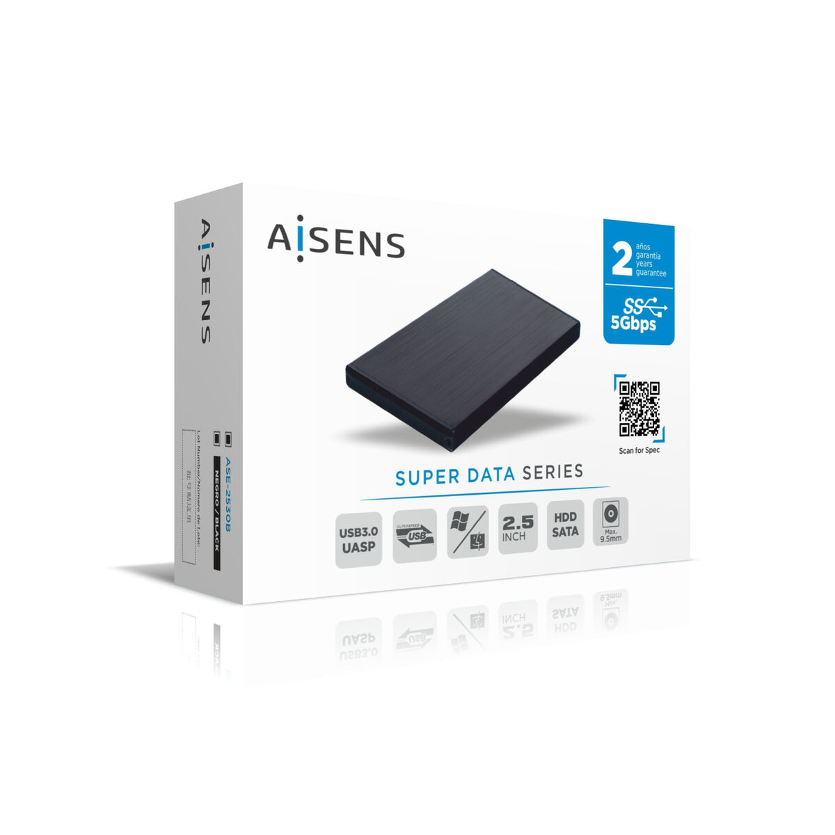 External Box Aisens ASE-2530B Black 2,5″ USB 3.1