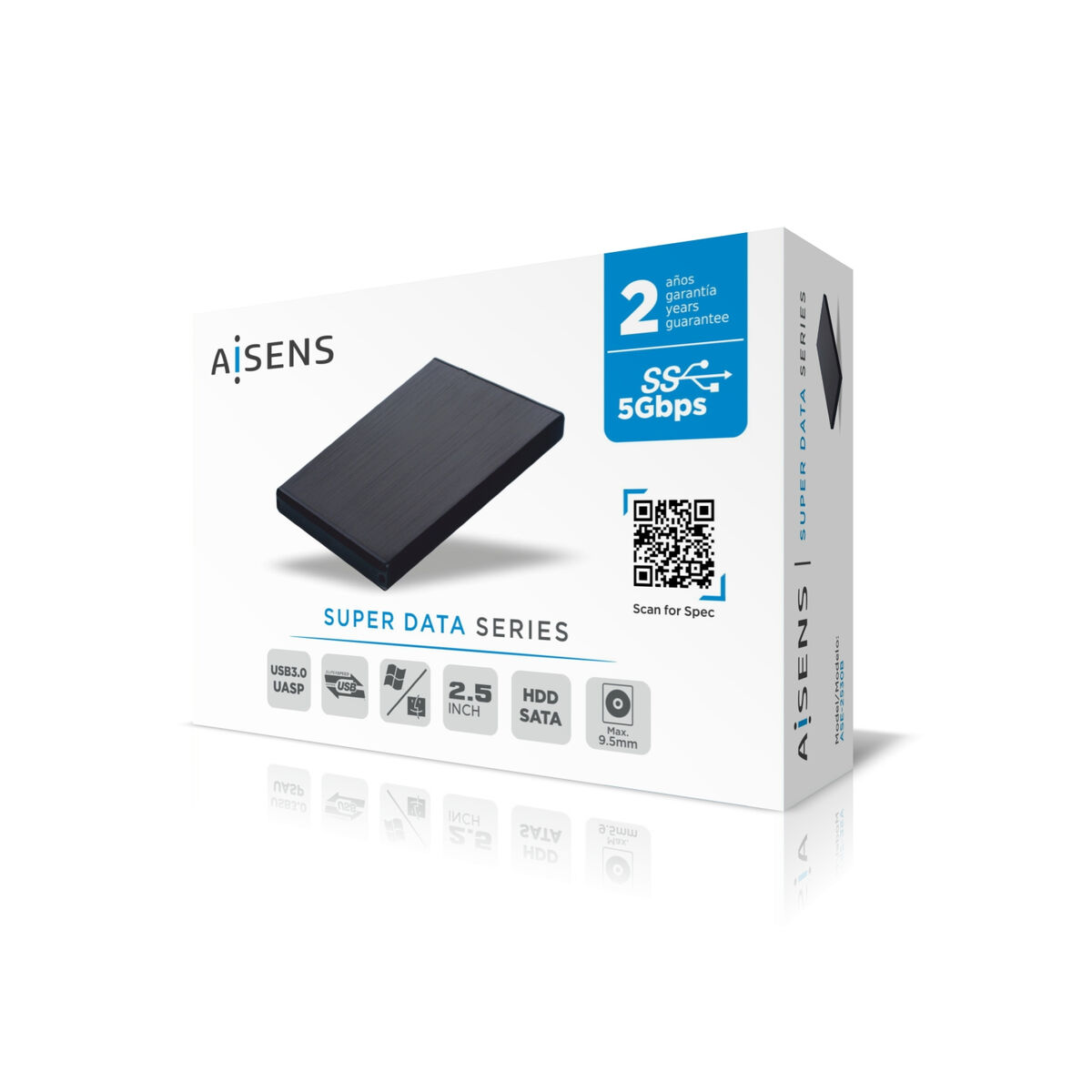 External Box Aisens ASE-2530B Black 2,5″ USB 3.1