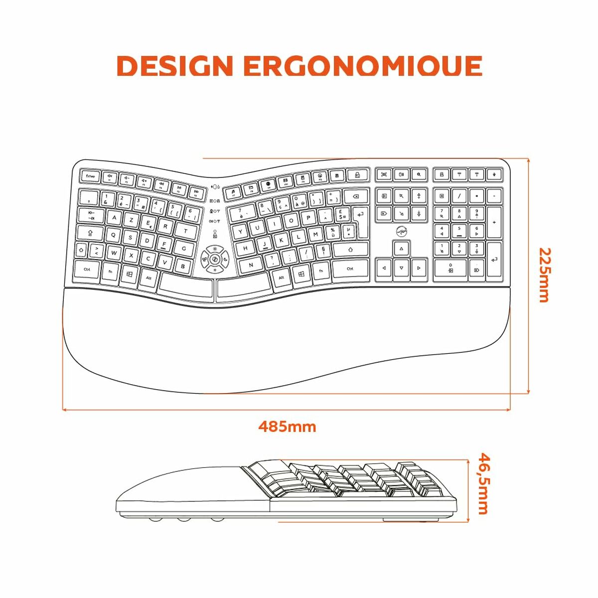 Keyboard Mobility Lab Azerty French Black