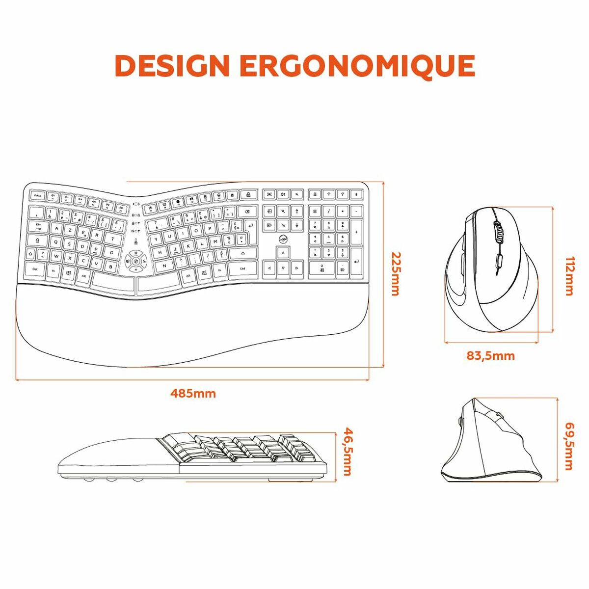 Keyboard and Mouse Mobility Lab Ergo C30W Black