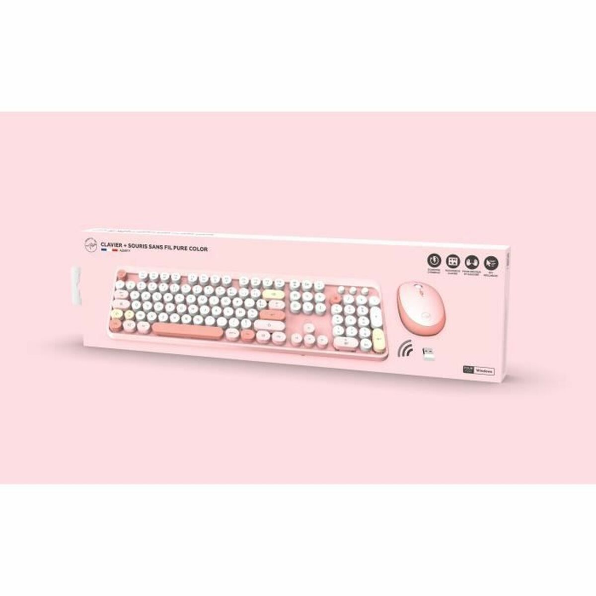 Keyboard and Mouse Mobility Lab Pure Color Rose Azerty French