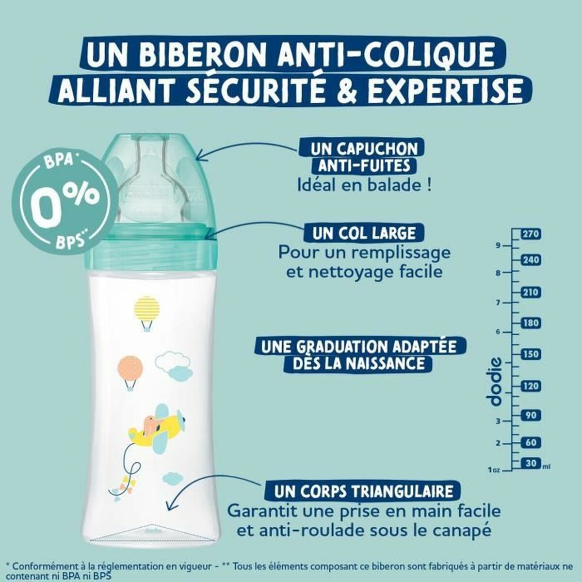 Baby’s bottle Dodie 270 ml (3 Units)