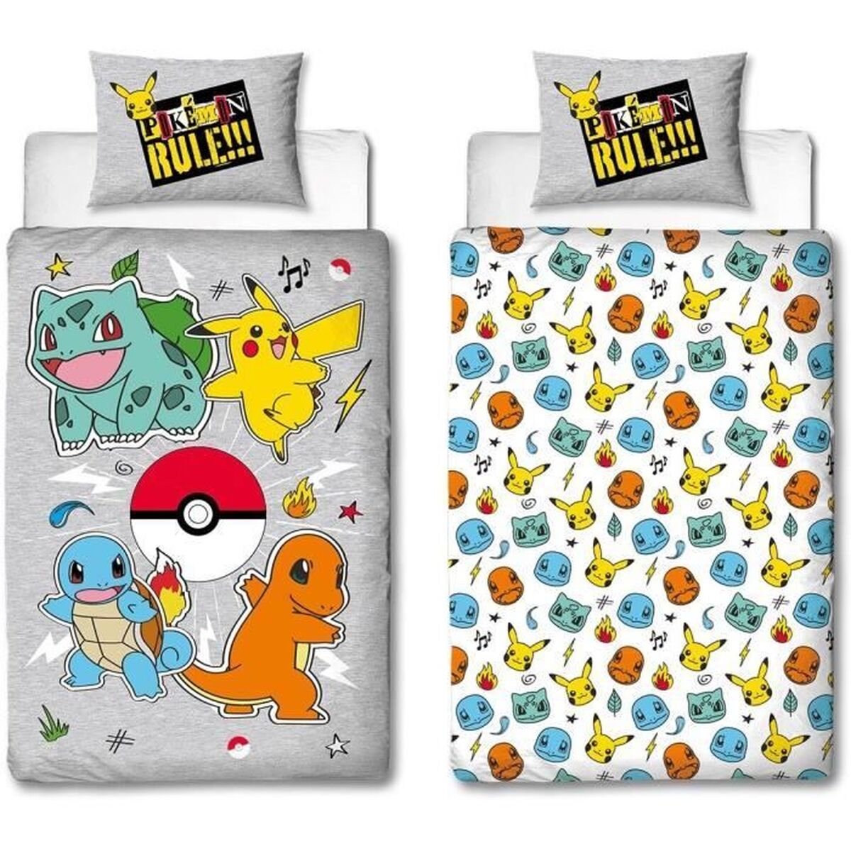 Duvet cover set Pokmon Grey Double 2 Pieces