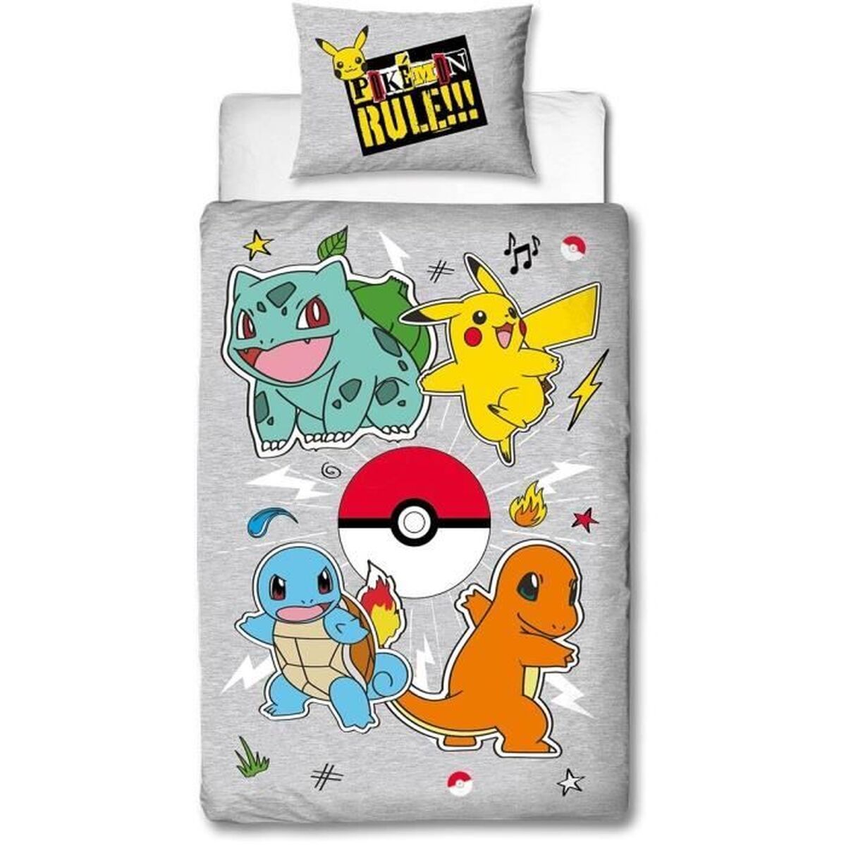 Duvet cover set Pokmon Grey Double 2 Pieces