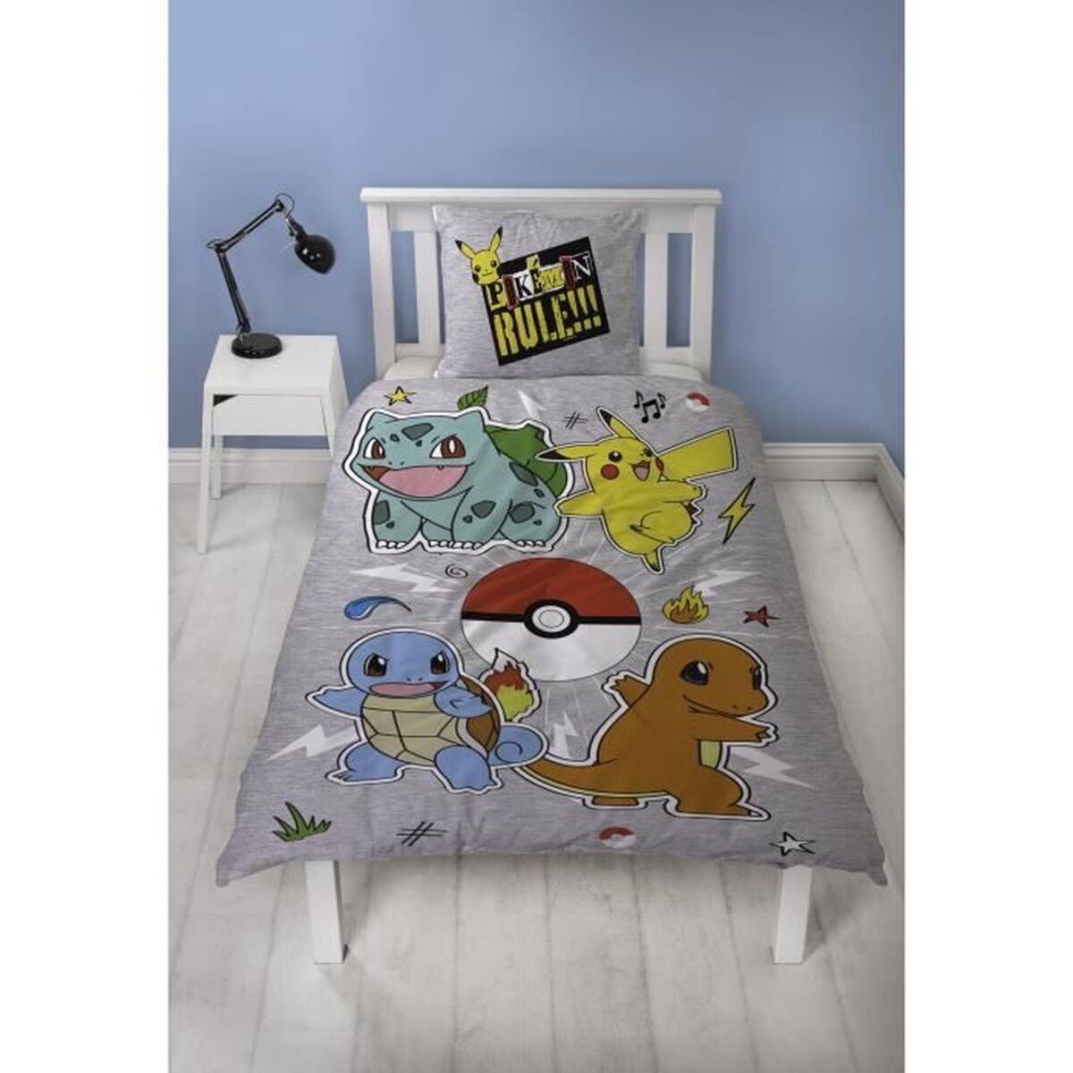Duvet cover set Pokmon Grey Double 2 Pieces