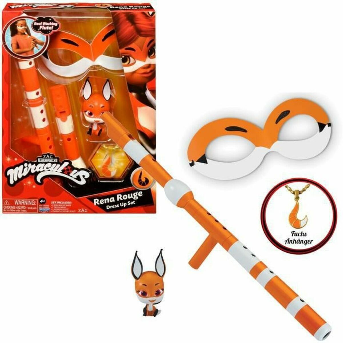 Costume for Children Miraculous: Tales of Ladybug & Cat Noir Transformation Set – Rena Rouge Orange 4 Pieces