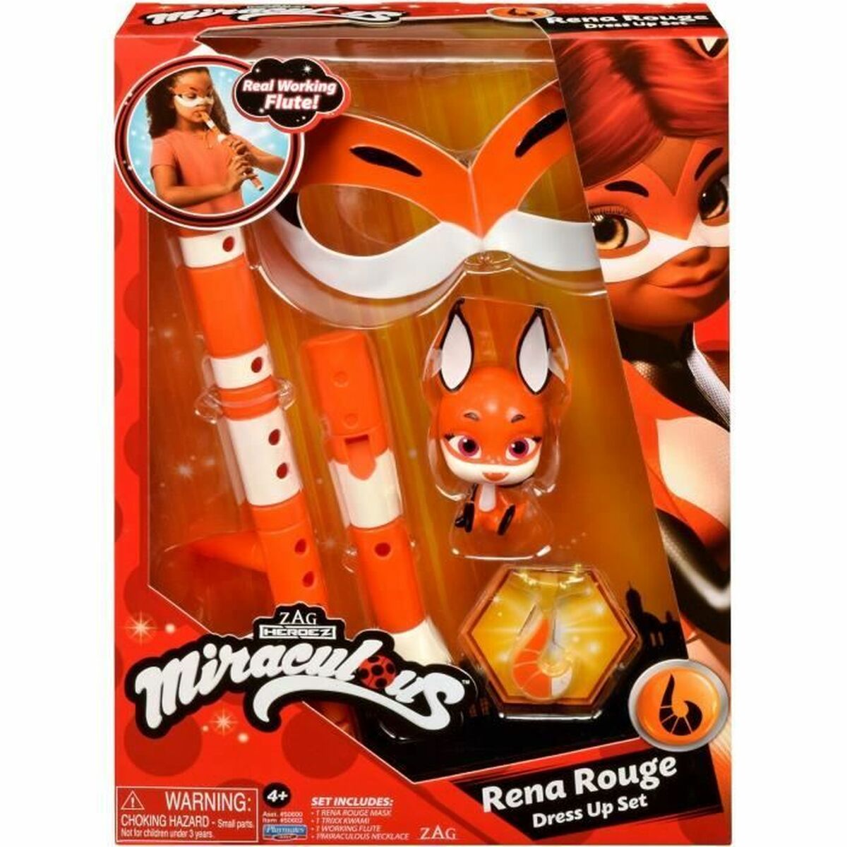 Costume for Children Miraculous: Tales of Ladybug & Cat Noir Transformation Set – Rena Rouge Orange 4 Pieces