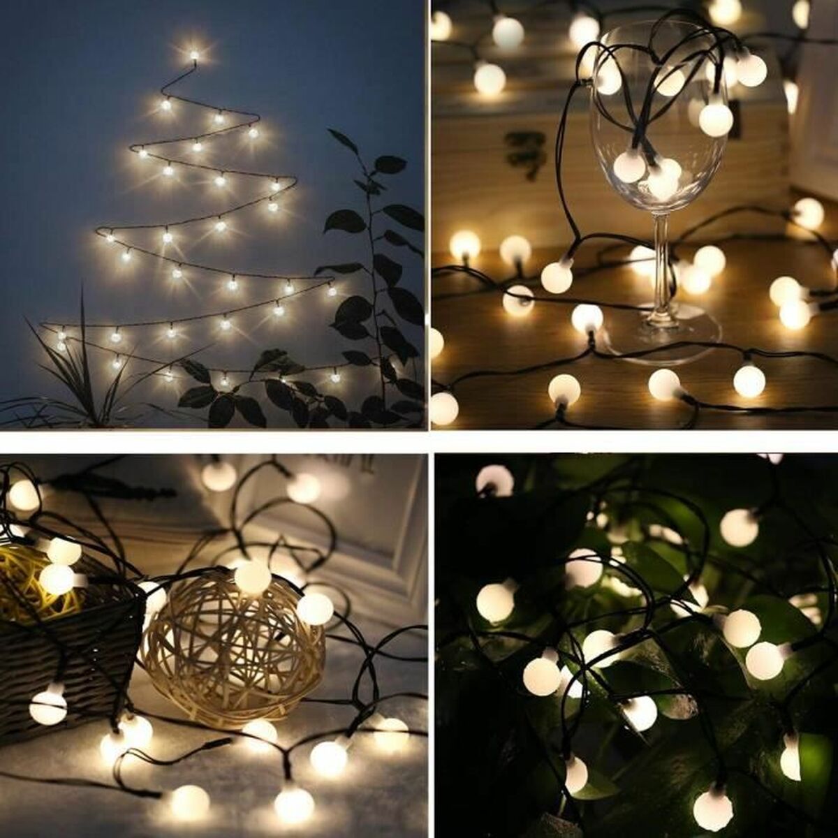 Wreath of LED Lights Lumi Garden BILLY SPHERICAL 60 LEDS Black noir 1 W