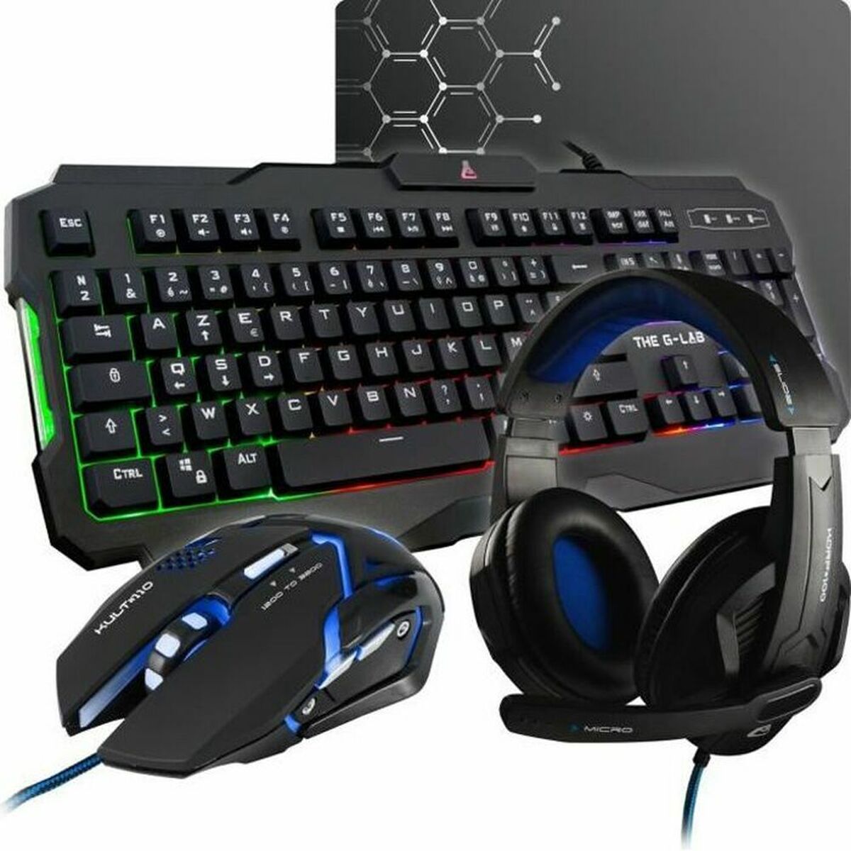 Keyboard and Mouse The G-Lab Combo Argon AZERTY Black French AZERTY Keyboard and Mouse The G-Lab Combo Argon AZERTY Black French AZERTY