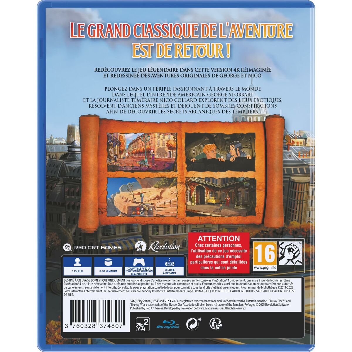 PlayStation 4 Video Game Just For Games LES CHEVALIERS DE BAPHOMET