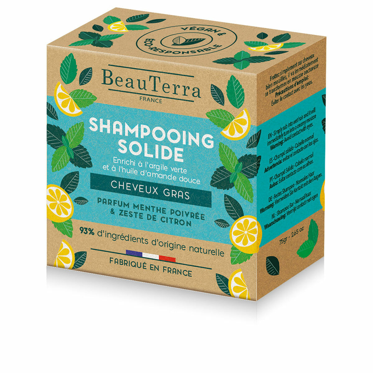 Shampoo Bar Beauterra Solide Mint Lemon 75 g Shampoo Bar Beauterra Solide Mint Lemon 75 g