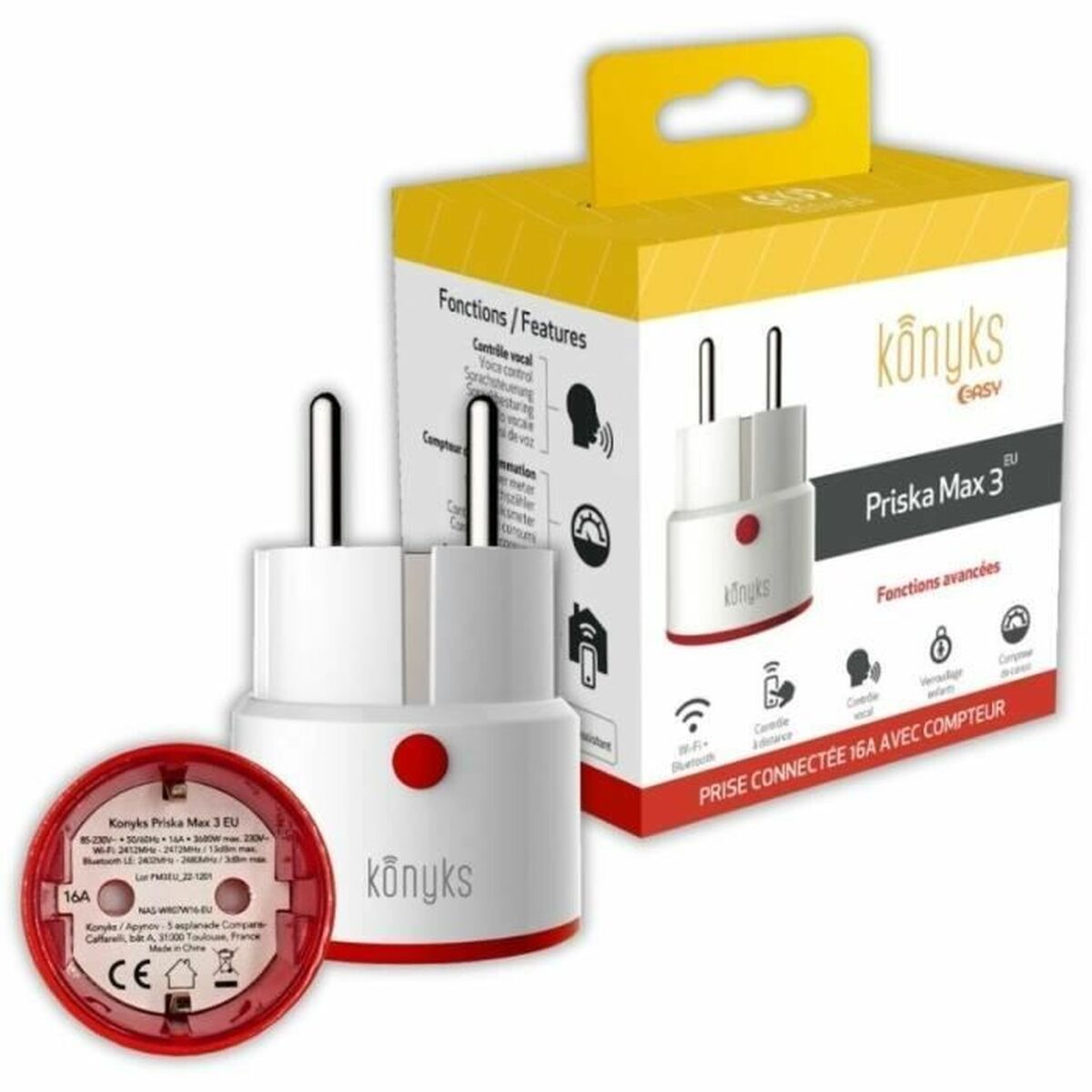 Plug with consumption meter Konyks Priska – Max 3 EU Bluetooth Wi-Fi 16 A