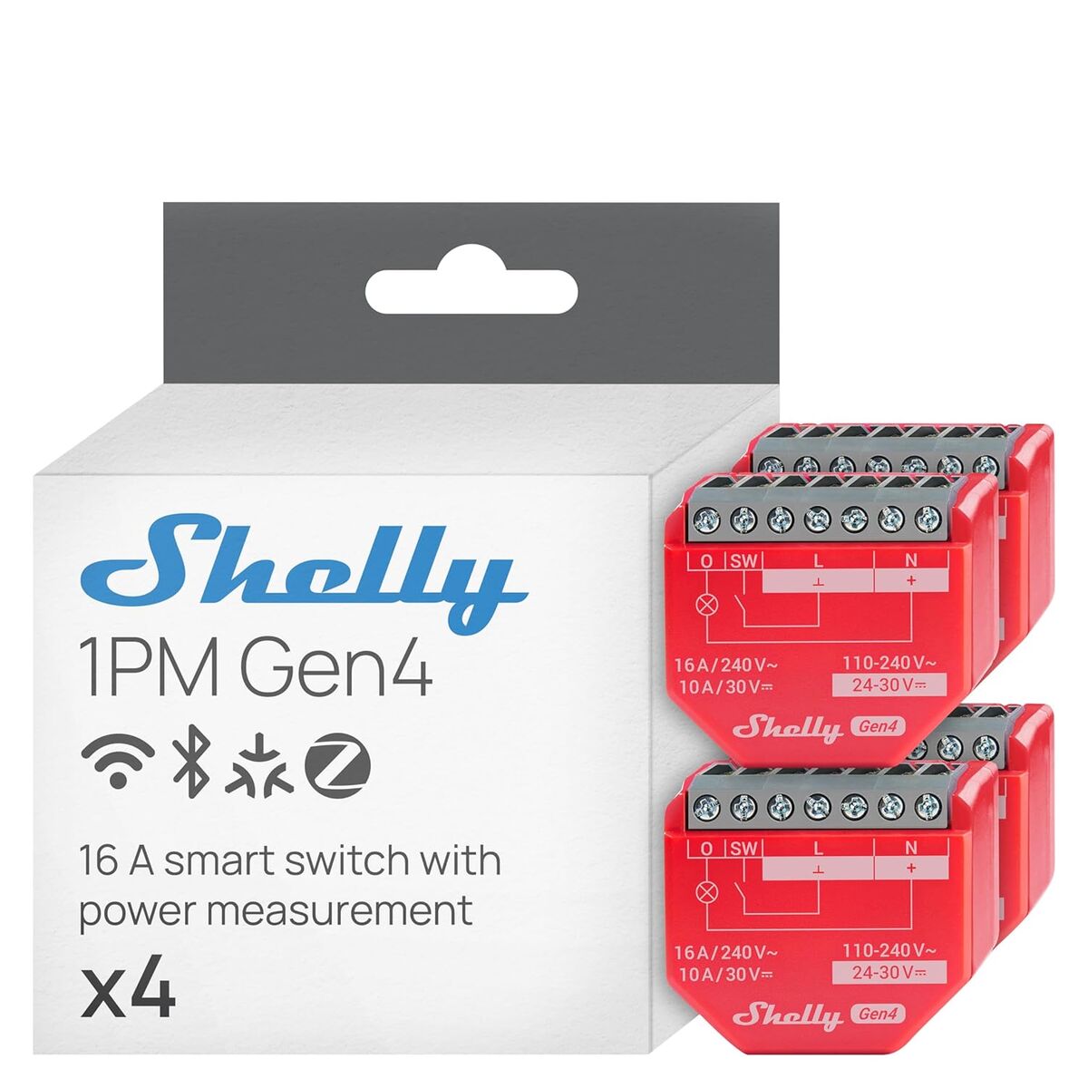 Smart Plug Shelly SHELLY 1PM GEN4 4-PACK Wi-Fi 230 V 16 A (4 Units) Smart Plug Shelly SHELLY 1PM GEN4 4-PACK Wi-Fi 230 V 16 A (4 Units)