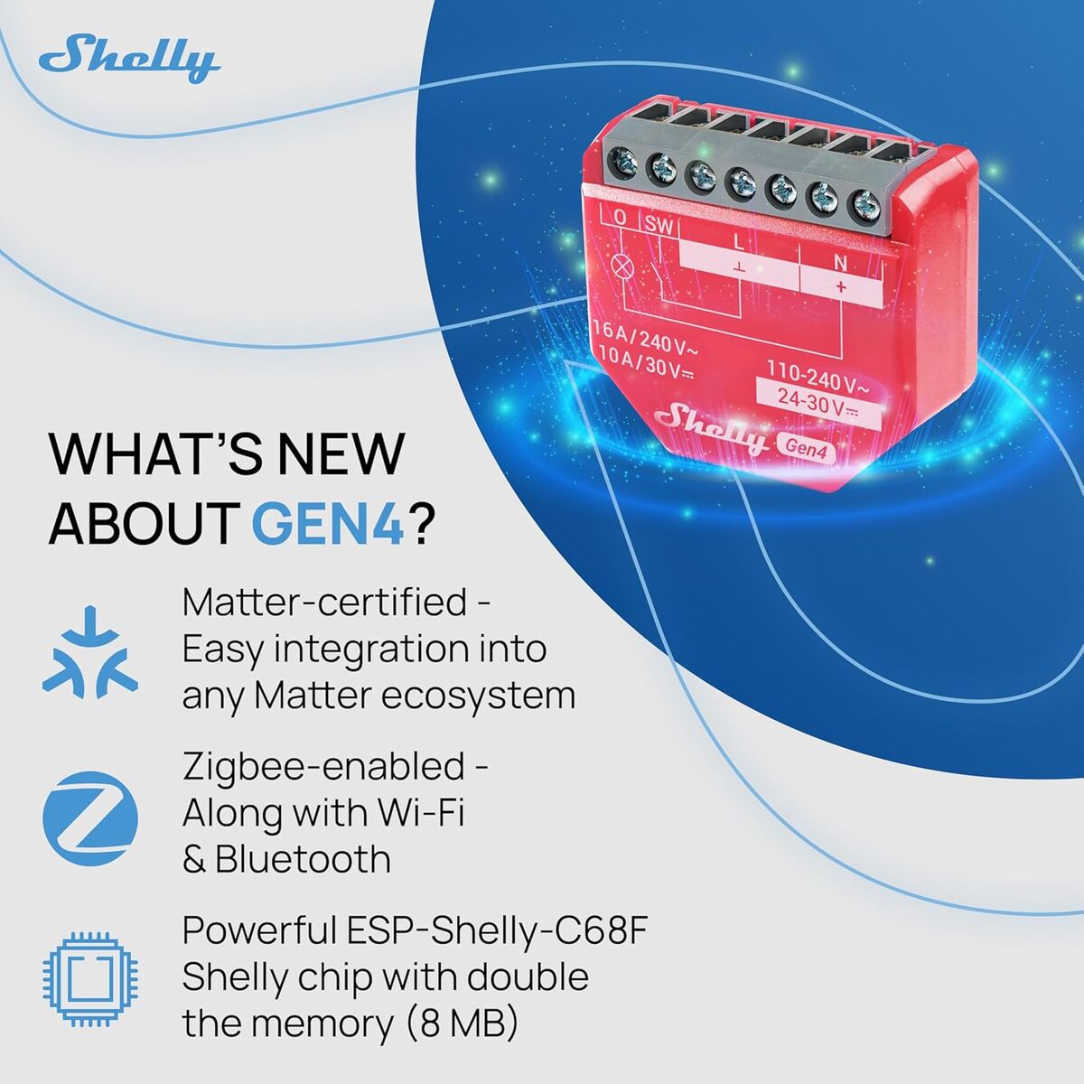Smart Plug Shelly SHELLY 1PM GEN4 4-PACK Wi-Fi 230 V 16 A (4 Units)