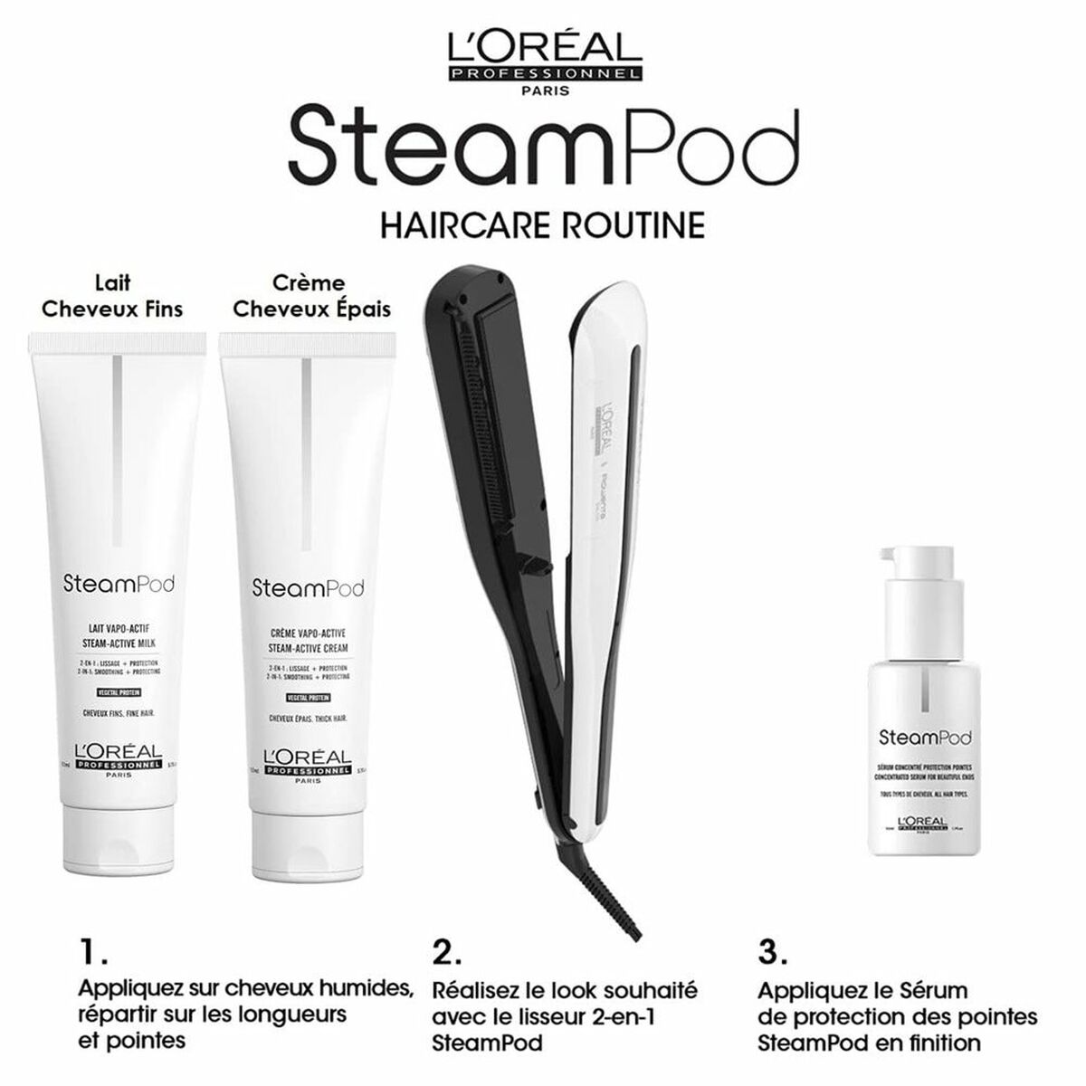 Hair Straightener L’Oréal Paris E3141800 White/Black 2-in-1 White