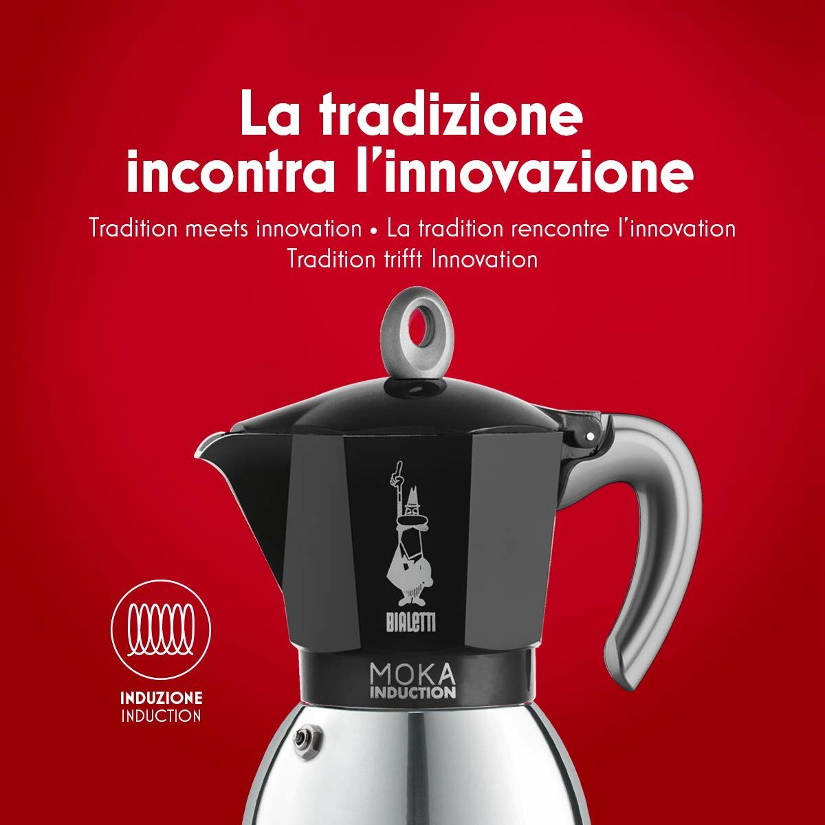 Italian Coffee Pot Bialetti Moka Black Stainless steel Aluminium 200 ml 4 Cups