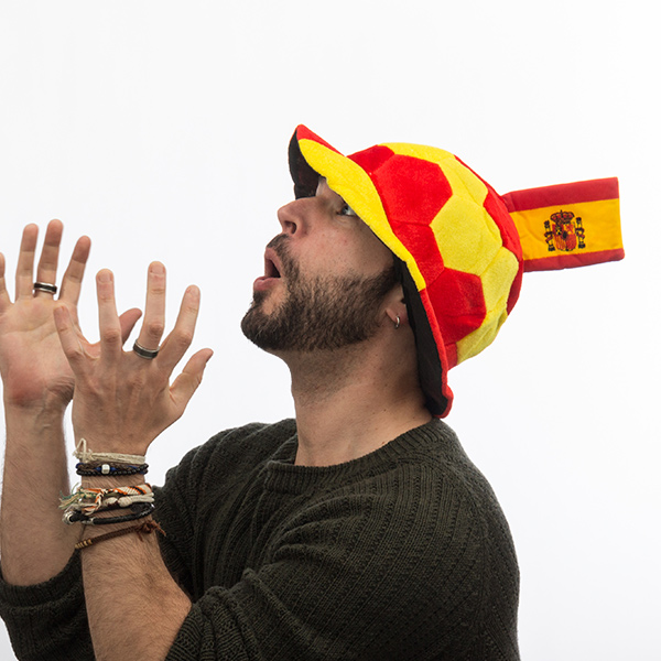 Football Hat with Spanish Flag Embellishment Football Hat with Spanish Flag Embellishment