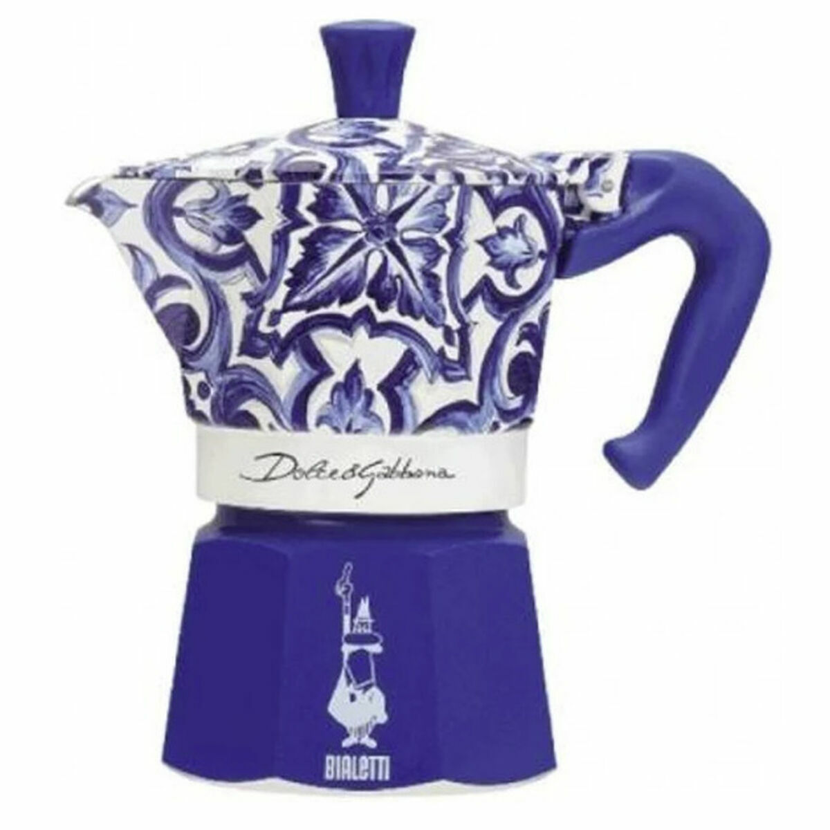 Italian Coffee Pot Bialetti MOKA D&G Blue Aluminium 6 Cups Italian Coffee Pot Bialetti MOKA D&G Blue Aluminium 6 Cups