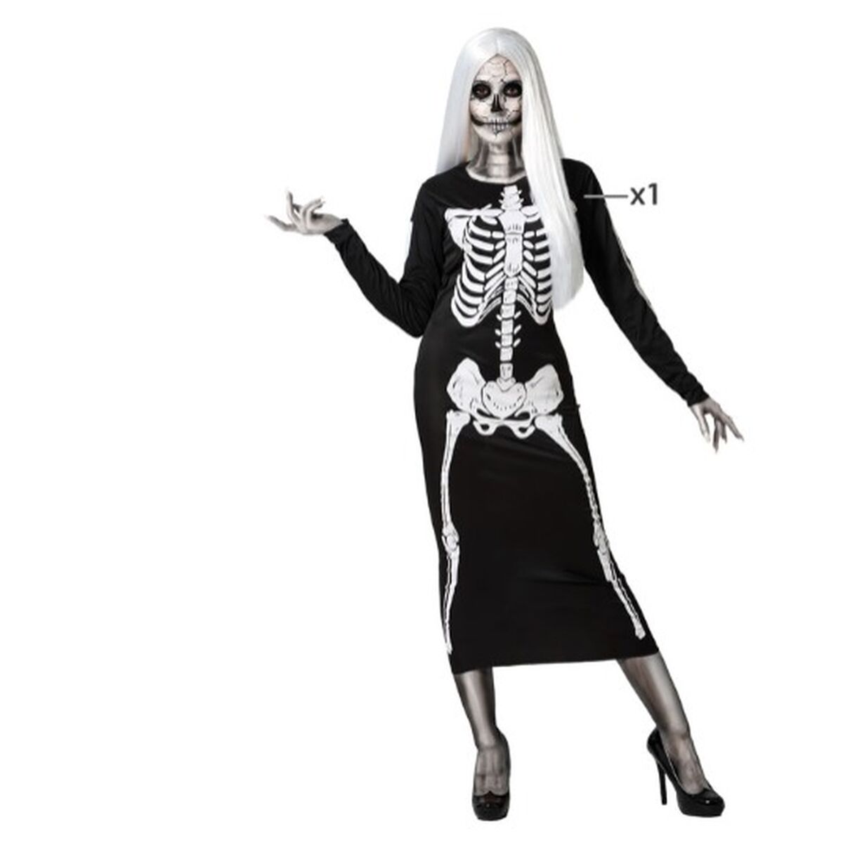 Costume for Adults Skeleton Lady Black Costume for Adults Skeleton Lady Black