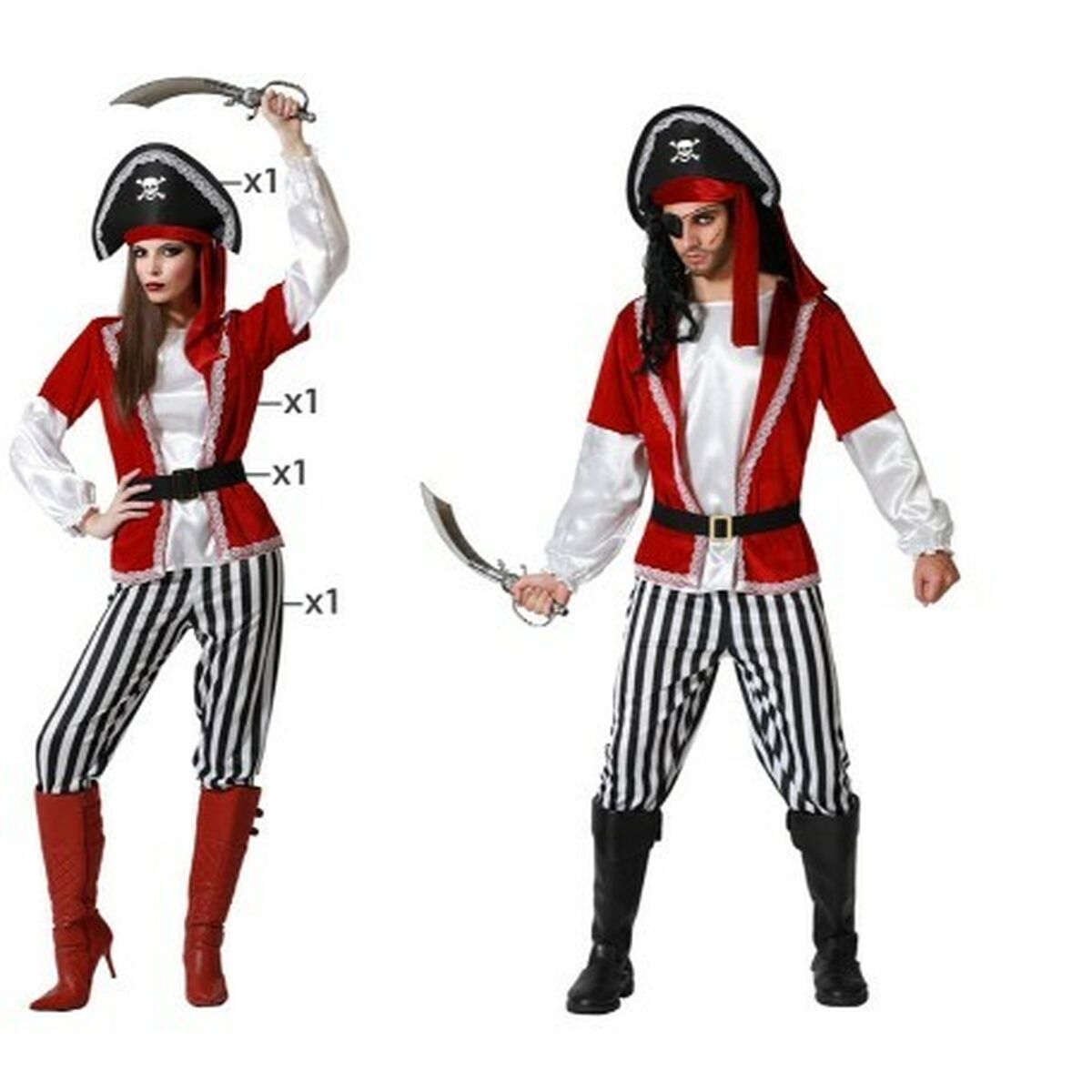 Costume for Adults Red Pirate Costume for Adults Red Pirate