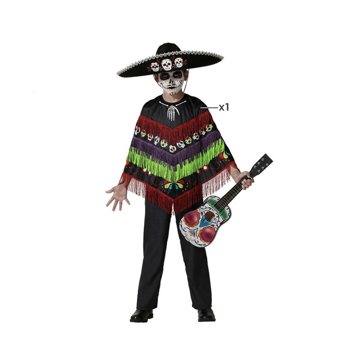 Costume for Children Black Skeleton Poncho Costume for Children Black Skeleton Poncho