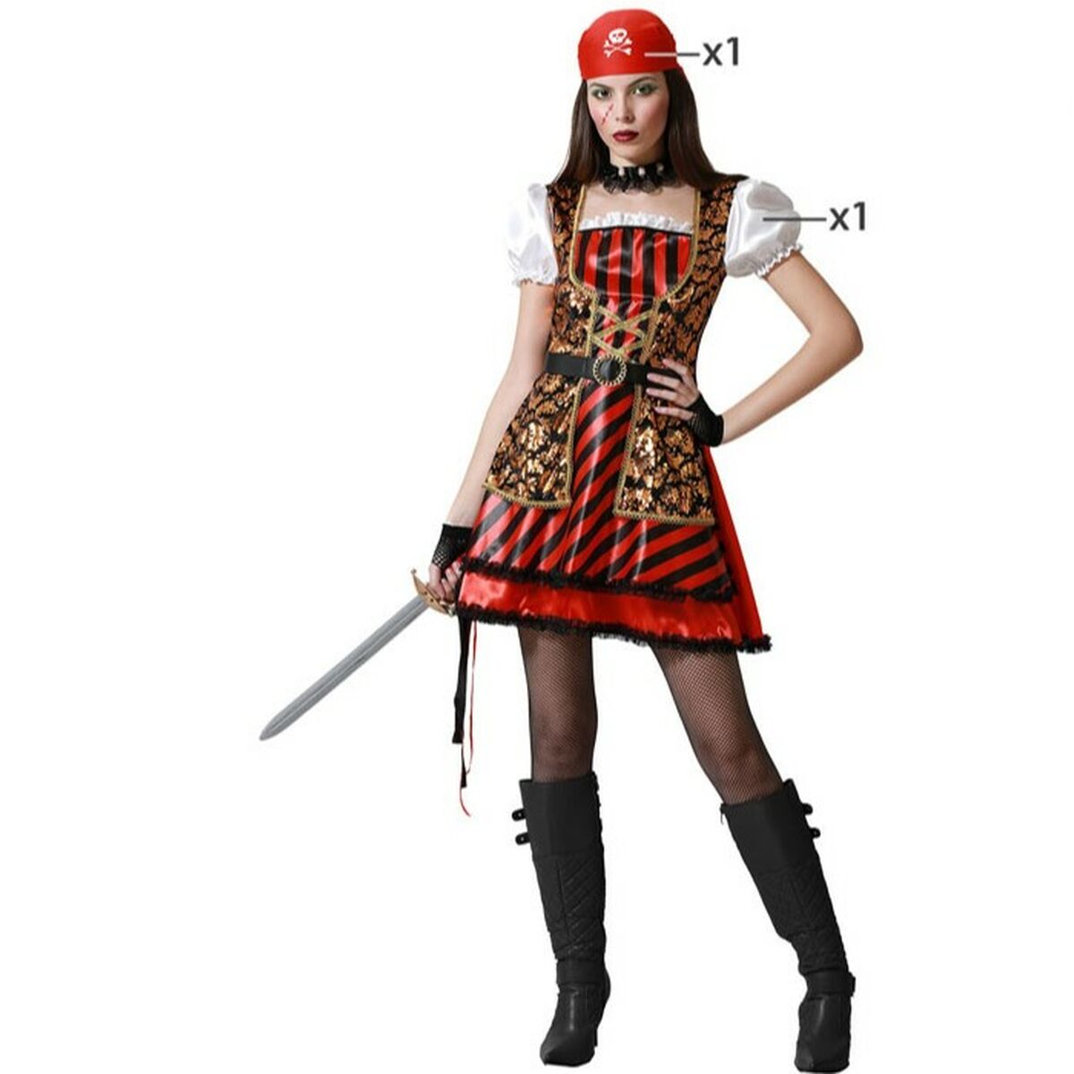 Costume for Adults Red Female Pirate Costume for Adults Red Female Pirate