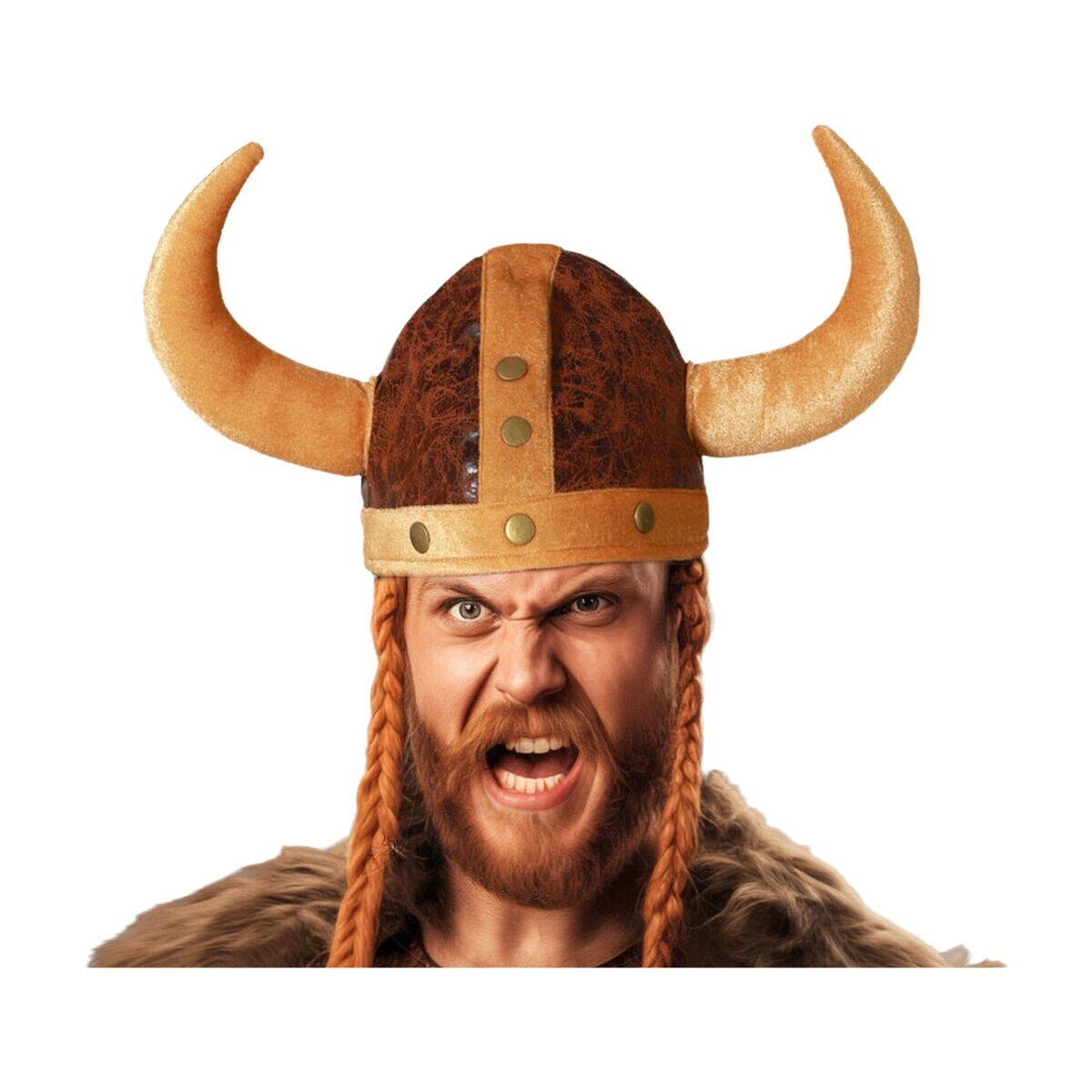 Hat Male Viking Brown Horns One size