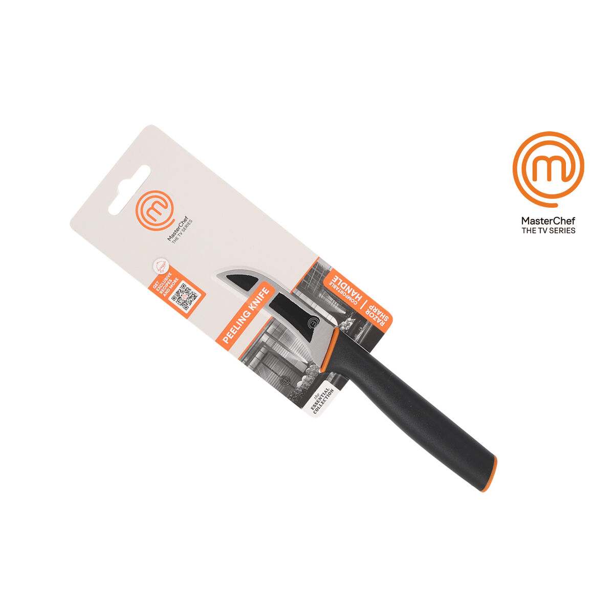 Peeler Knife MasterChef Black Silver Stainless steel 7,5 cm (12 Units)