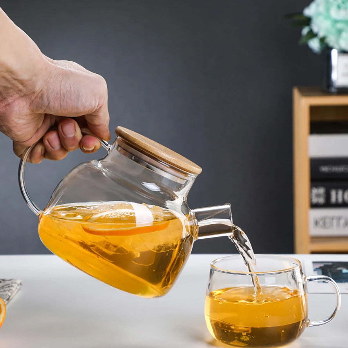 Teapot La Mediterrnea Brown Transparent Bamboo Borosilicate Glass 1 L (12 Units)